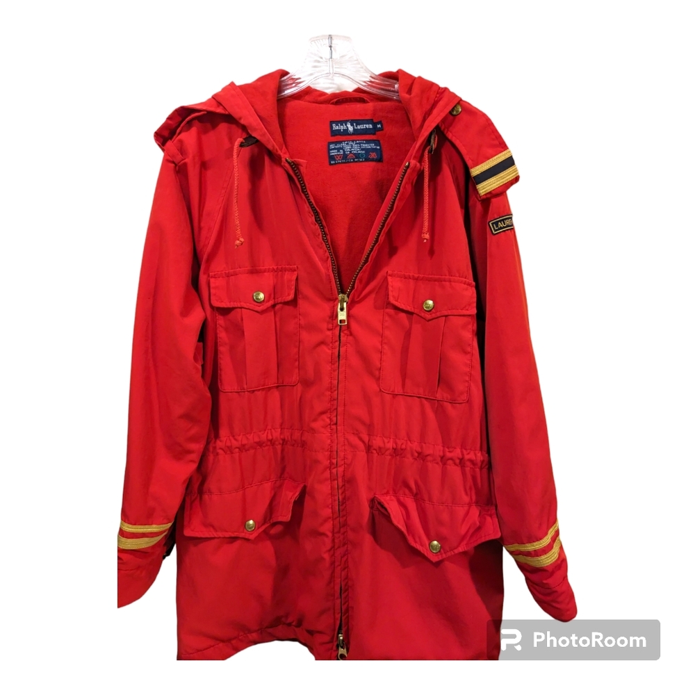 Ralph Lauren Military Officer's Parka Coat Red Sz Men's Medium